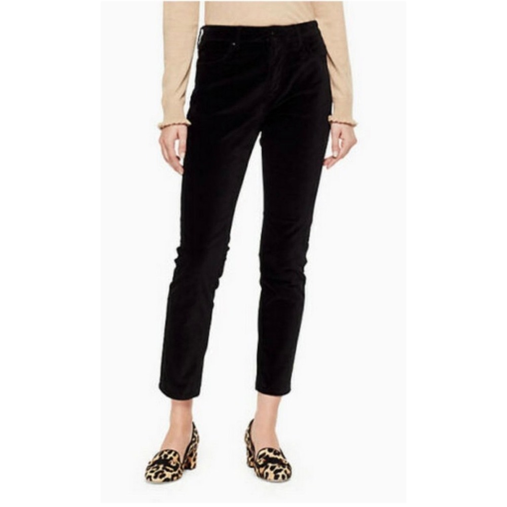Kate Spade Broome Street Black Velvet Slim Pants Women Size 30